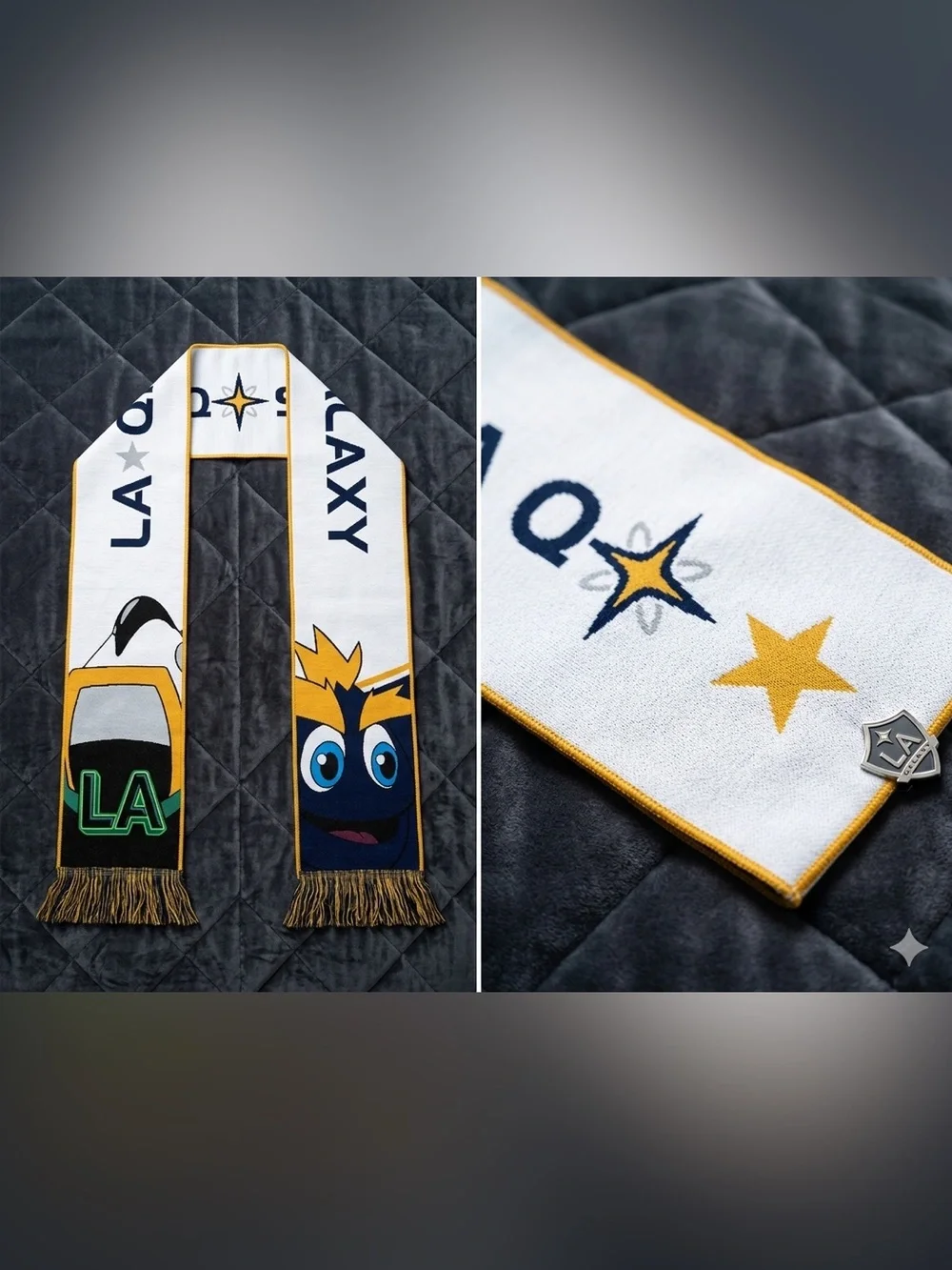 LA Galaxy Supporter Scarf flag decor Navy, White l Gold team fan soccer NWT